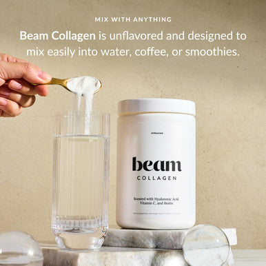 Beam Collagen Powder Collagen for Women Collagen with Hyaluronic Acid Collagen Peptides Type 1 and 3 with Biotin Grass Fed Bovine Third-Party Tested Best for Coffee Vitamin C 30 Servings