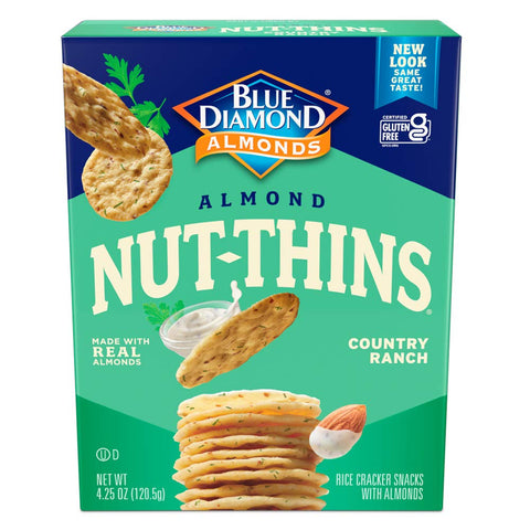 Blue Diamond Almonds Nut Thins Gluten Cracker Crisps Hint of Sea Salt 4.25 Oz Boxes (Pack of 1)