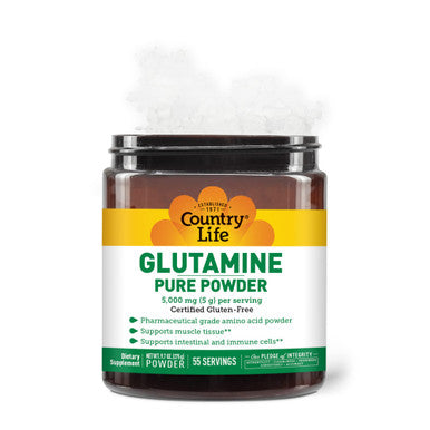 Country Life Glutamine Pure Powder 5000Mg 9.7Oz Powder 55 Servings Supports Muscle Tissue - Supports Intestinal & Immune Cells - Pharmaceutical Grade Amino Acid Certified Gluten-Free
