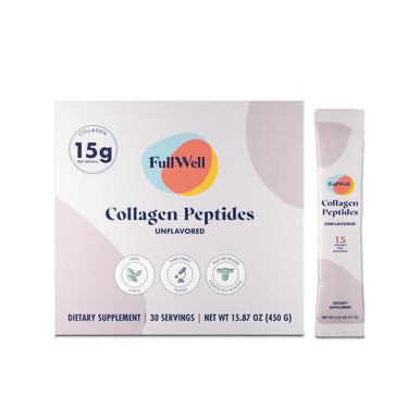 FullWell Unflavored Collagen Peptides Powder Stick Packs - Portable Grass-Fed Bovine Collagen for Skin Health - Tissue Elasticity Support - Pregnancy & Breastfeeding-Safe - 30 Count (30 Servings)