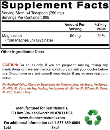 Best Naturals Magnesium Glycinate Powder - 1 Pound (1 LB (Pack of 1))