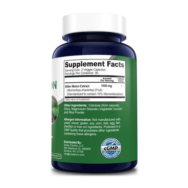 NusaPure Bitter Melon Extract 1000 mg 180 Veg Caps (100% Vegetarian, Non-GMO & Gluten-Free)