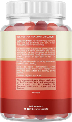 Natures Craft Organic Vitamin D Gummies for Adults - Daily Immune Support Gummies with Vegan Vitamin D3 2000IU - USDA Organic Vitamin D3 Gummies for Adults Wellness - Non GMO Gluten - 2 Month Supply