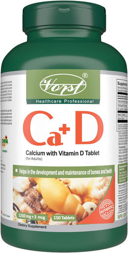 Calcium Carbonate 1250 mg + Vitamin D3 150 Tablets Supplement for Bone Health Osteoporosis Keto & Paleo Friendly