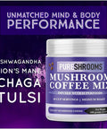 PureShrooms Mushroom Coffee Mix Superfood: Organic Ashwagandha, Tulsi (Holly Basil), Lion's Mane, Chaga