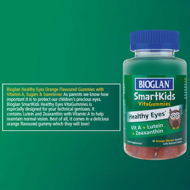 Bioglan SmartKids Healthy Eyes | Vitamin A | Lutein | Zeaxanthin | 30 Gummies