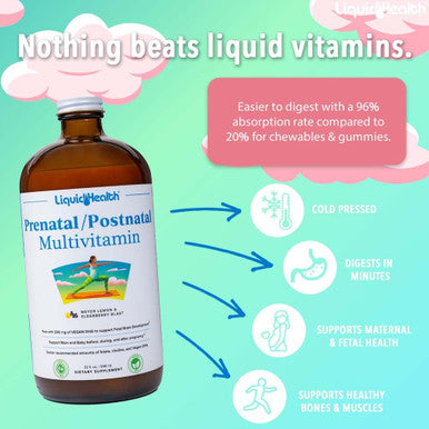 Liquidhealth Prenatal/Postnatal Multivitamin Adult Complete Multiple & Children's Complete Multiple Whole Family Vitamin Bundle - Overall Health & Wellness for Moms Dads & Kids - Vegan Non-GMO