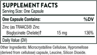 Thorne Zinc Bisglycinate 15Mg - Daily Support For Skin, Eye & Immune System Health With Zinc Supplement Capsules - 60 Capsules