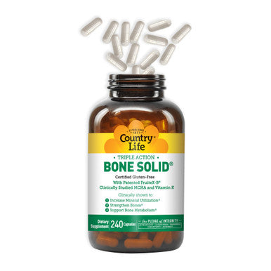 Country Life Bone Solid Triple Action Strengthens Bones 240 Capsules Certified Gluten Free