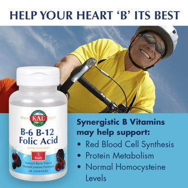KAL B-6, B-12 Folic Acid Lozenge, 50 mg/400 mcg/400 mcg, 60 Count