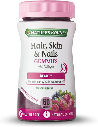 Nature's Bounty Hair Skin And Nails Gummies With Collagen And Biotin - Zinc - Copper - 60 Count (Pack Of 1)