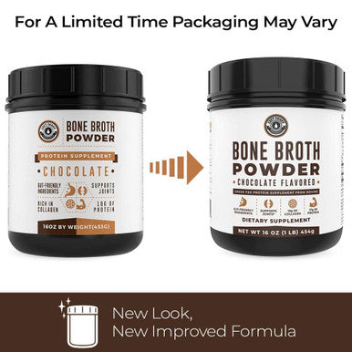 Left Coast Performance Chocolate Bone Broth Protein Powder - 100% Grass Fed Beef Bone Broth with 16g Protein & 13g Collagen per Serving - Great for Shakes & Hot Chocolate - Keto Friendly Low Carb & Non-GMO (1lb Tub)