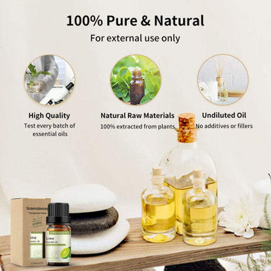 GREENSLEEVES Lime Essential Oil 10ml, 100% Pure Organic Lime Aromatherapy Diffuser Oils 10ml
