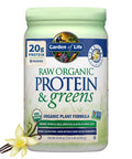 Garden of Life Raw Organic Protein & Greens - Vanilla - Vegan Protein Powder For Women And Men Plant Protein Pea Protein Greens & Probiotics - Dairy Free Gluten Free Low Carb Shake 20 Servings
