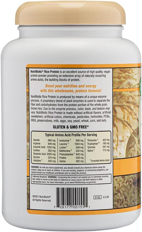 Nutribiotic â€“ Vanilla Rice Protein 1 Lb 5 Oz (600G) Low Carb Keto-Friendly Vegan Raw Protein Powder Grown & Processed Without Chemicals Gmos Or Gluten Easy To Digest & Nutrient-Rich