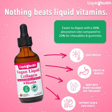 Liquidhealth Vegan Liquid Collagen Plus Biotin Drops & Complete Multiple Adult Daily Multivitamin Bundle - Hair & Nail Growth Skin Health Immune & Energy Support Overall Wellness - Vegan Non-GMO
