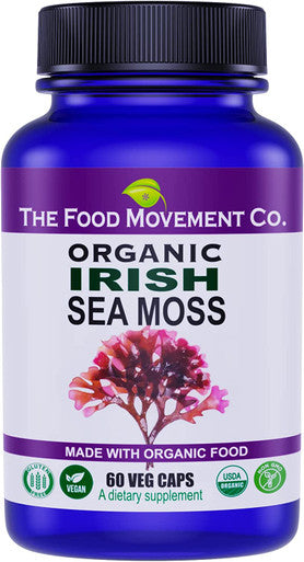 The Food Movement Irish Sea Moss Organic Prebiotic Food Sea Minerals Supports Healthy Detox Thyroid Digestion and Immune Support 60 Vegan Capsules Suitable for Vegetarian and Vegan Diets