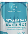 TRUE PROTOCOLS - Vitamin D-K2 Balance - Vitamin D3 (1000 IU) + Vitamin K2 MK7 (120 mcg) + Vitamin A (500 IU) - 120 Bioavailable Softgels For Strong Bones & Improved Muscle Function - 100%