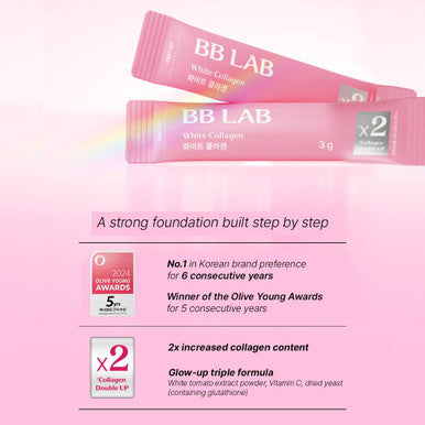 BB LAB White Collagen 2,400mg Low Molecular Fish peptide 1,000 Dalton Travel Easy On-The-Go Packet Korean Collagen Daily Beauty Routine