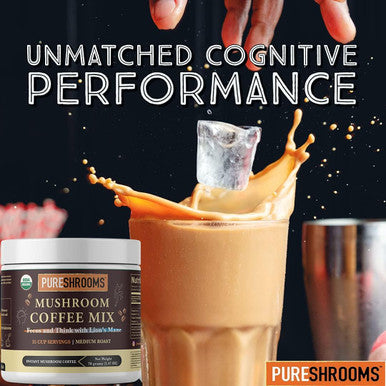 Focus & Think Mushroom Coffee with Dual-Extracted Lion's Mane (Focus & Think, 35 Servings, 70 Grams)