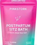 Pink Stork Postpartum Sitz Bath Soak: Dead Sea Salt for Perineal Care & Cleansing Postpartum Recovery Labor and Delivery Essentials Women-Owned Unscented 16 oz