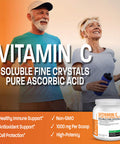 Vitamin C Powder Pure Ascorbic Soluble Fine Non GMO Crystals Promotes Healthy Immune System and Cell Protection Powerful Antioxidant - 1 Kilogram (2.2 Lbs)
