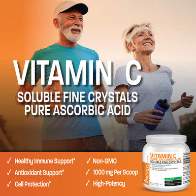 Vitamin C Powder Pure Ascorbic Soluble Fine Non GMO Crystals Promotes Healthy Immune System and Cell Protection Powerful Antioxidant - 1 Kilogram (2.2 Lbs)