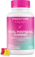 Pink Stork Total Postnatal Vitamin Gummies - Multivitamin for Postpartum Recovery and Lactation Support - Folic Acid B6 & Vitamin C - Breastfeeding Essentials - 60 Gummy Vitamins