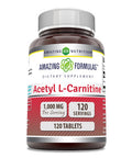 Amazing Formulas Acetyl L-Carnitine Hcl 1000Mg 120 Tablets Supplement | Non-Gmo | Gluten Free | Made In Usa