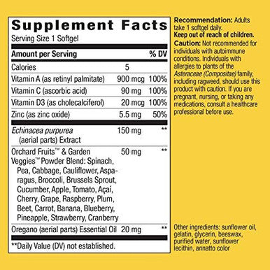 Nature'S Way Alive Everyday Immune Health With Echinacea & Zinc, Immune Health And General Wellbeing, 30 Softgels