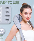 Birthday Gifts Deep Kneading Neck And Shoulder Massager With Heat - 5D Cordless Mini Shiatsu Neck Massager For Pain Relief Deep Tissue - Portable Cervical Massager At Home For Muscle Relaxation