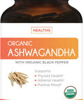 USDA Organic Ashwagandha 120 Tablets Vegetarian 1350mg Per Serve with Black Pepper Natural Adrenal Support Cortisol Thyroid Support Immune Support No Pills or Capsules