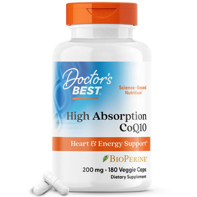 Doctor's Best High Absorption CoQ10 Heart and Energy Support 180 Veggie Caps