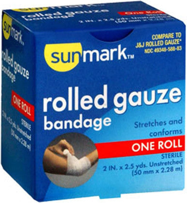 Sunmark Rolled Gauze Bandage 2 Inches X 2.5 Yards 1 each By Sunmark