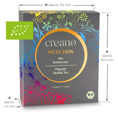 Creano Organic Herbal Tea Sampler Set - Tea Box - 27 Organic Tea Bags in 9 Different Varieties 54 g