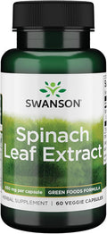 Swanson Spinach Leaf Extract - Herbal Supplement Promoting Overall Health - Green Foods Formula with Thylakoids '&' Chlorophyll - (60 Veggie Capsules 650mg Each)