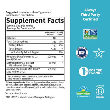 Garden of Life Herbals Stress Relief Gummy With Rhodiola & Saffron For Positive Mood & Stress Response Plus Prebiotics & Probiotics For Digestive Support Non-Gmo Gluten-Free Kosher 30 Servings