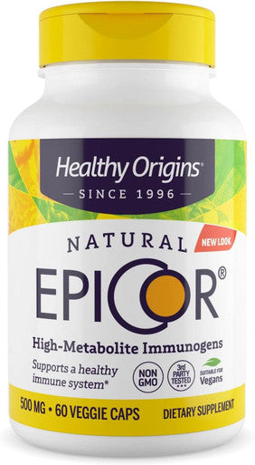 Healthy Origins EpiCor 500 mg (Immune Support, Non-GMO, Gluten Free), 60 Veggie Capsules
