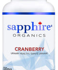 Sapphire Organics - Cranberry, ZERO Fillers, Pure ORGANIC, 120 Veggie Capsules, High Concentration 500mg, Made in Canada