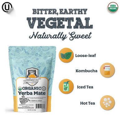 Fermentaholics Usda Organic Loose-Leaf Yerba Mate Tea - Perfect For Homebrewing Kombucha Hot Tea And Iced Tea - Ou her Premium Taste Aroma And Flavor