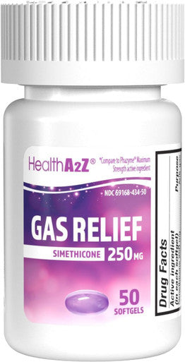 HealthA2Z Gas Relief Simethicone 250mg Fast Acting Gas Relief Bloating Pressure Discomfort