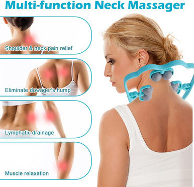 Abnaok Neck Massager, Neck Roller For Pain Relief Deep Tissue, Trigger Point Roller Massager With 6 Wheels, Handheld Shiatsu Shoulder Massage Tools, Suitable For Arm, Legs, Back, Neck Relaxer