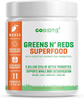 GoBiotix Super Greens Powder N Super Reds Powder NonGMO Vegan Red and Green Superfood Probiotics Enzymes Organic Whole Foods Fruit and Veggie Supplement Mango 30 Servings