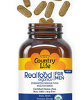 Country Life Realfood Organics for Men Multivitamin 60 Tablets 30 servings with 1300mg organic food blend 7mushroom superfood and innerfillet aloe for brain heart and energy support