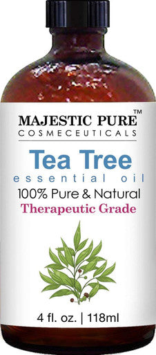 MAJESTIC PURE Tea Tree Essential Oil, Therapeutic Grade, Pure and Natural, for Aromatherapy, Massage, Topical & Household Uses, 4 fl oz (Pack of 2)