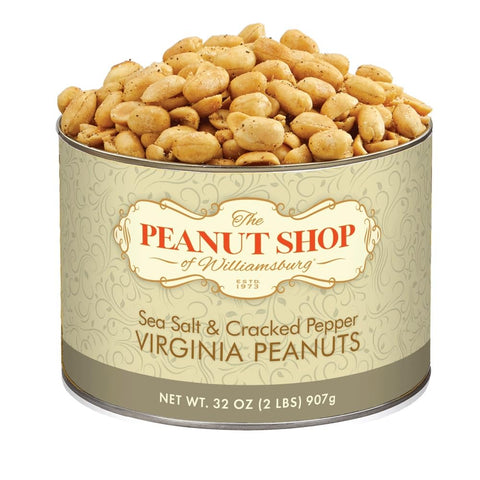 The Peanut Shop of Williamsburg Lightly Salted Handcooked Virginia Peanuts, Williamsburg Peanuts, Non-Gmo, Kosher Certified - 18 Oz Tin