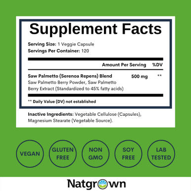 Natgrown Saw Palmetto Prostate Supplement For Men - Dht Blocker For Hair Growth And Decrease Frequent Urination - Vegan Capsules (120 Ct)