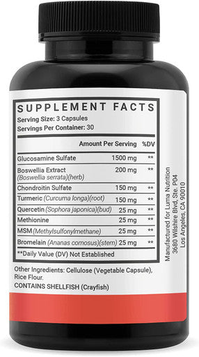 Glucosamine Chondroitin MSM - Turmeric, Boswellia - Premium Joint Supplement - Joint Support - Joint Supplements for Men and Women - Joint Health - 90 Capsules