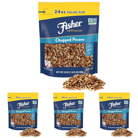 Fisher Chef's Naturals Pecan Halves 24 oz Resealable Bag, Unsalted Raw Nuts for Cooking, Baking & Snacking, Healthy Snacks for Adults, Vegan Protein, Keto Snack, Gluten Free Raw Pecans Halves