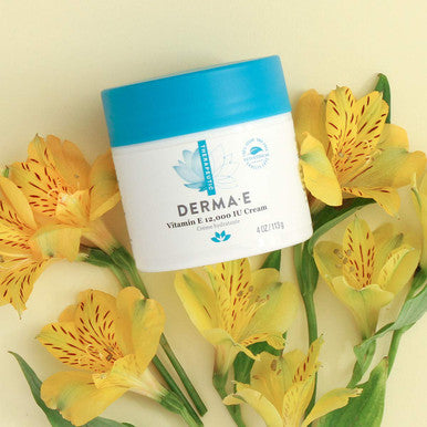 DERMA E Vitamin E 12,000 IU Cream Moisturizer for Face and Body Multi-purpose Face Cream, Hand Cream and Body Lotion Soothes and Protects, 4 oz